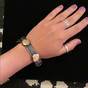 Gun metal and gold magnetic clasp bracelet